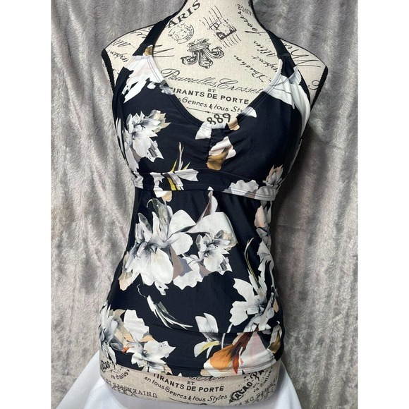 Athleta Swimsuit Top Tankini Floral‎ Print Women's Size 32D/DD - Picture 2 of 5